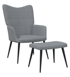 Chaise de relaxation avec tabouret Gris clair Tissu