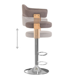 Tabourets de bar lot de 2 taupe bois courbé et tissu