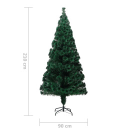 Sapin de Noël artificiel avec support vert 210 cm fibre optique