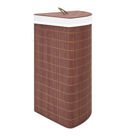 Panier à linge d'angle Bambou Marron 60 L