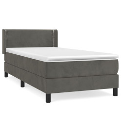 Lit à sommier tapissier et matelas Gris foncé 90x200 cm Velours