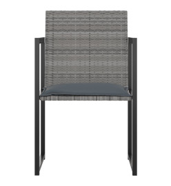 Mobilier à dîner de jardin 9pcs et coussins Résine tressée Gris