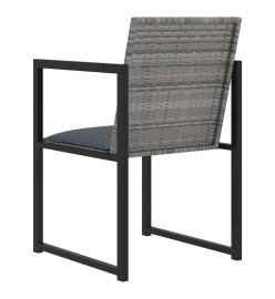 Mobilier à dîner de jardin 9pcs et coussins Résine tressée Gris