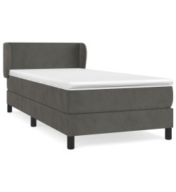Lit à sommier tapissier et matelas Gris foncé 90x200 cm Velours