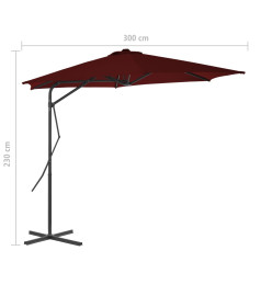 Parasol d'extérieur avec mât en acier Rouge bordeaux 300x230 cm