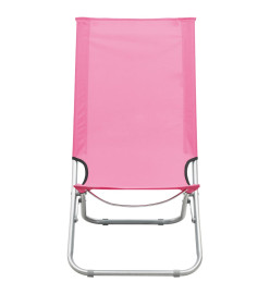 Chaises de plage pliables 2 pcs Rose Tissu