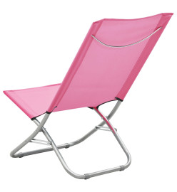 Chaises de plage pliables 2 pcs Rose Tissu