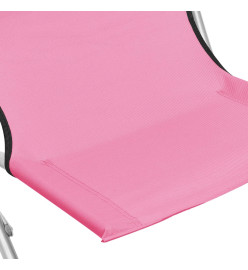 Chaises de plage pliables 2 pcs Rose Tissu