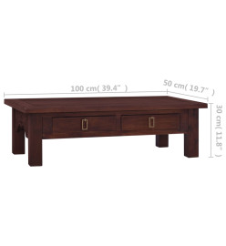 Table basse Marron classique 100x50x30 cm Bois d'acajou massif