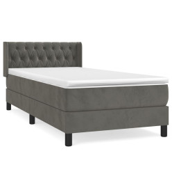 Lit à sommier tapissier et matelas Gris foncé 90x200 cm Velours