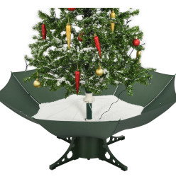 Arbre de Noël neigeux avec base de parapluie Vert 140 cm