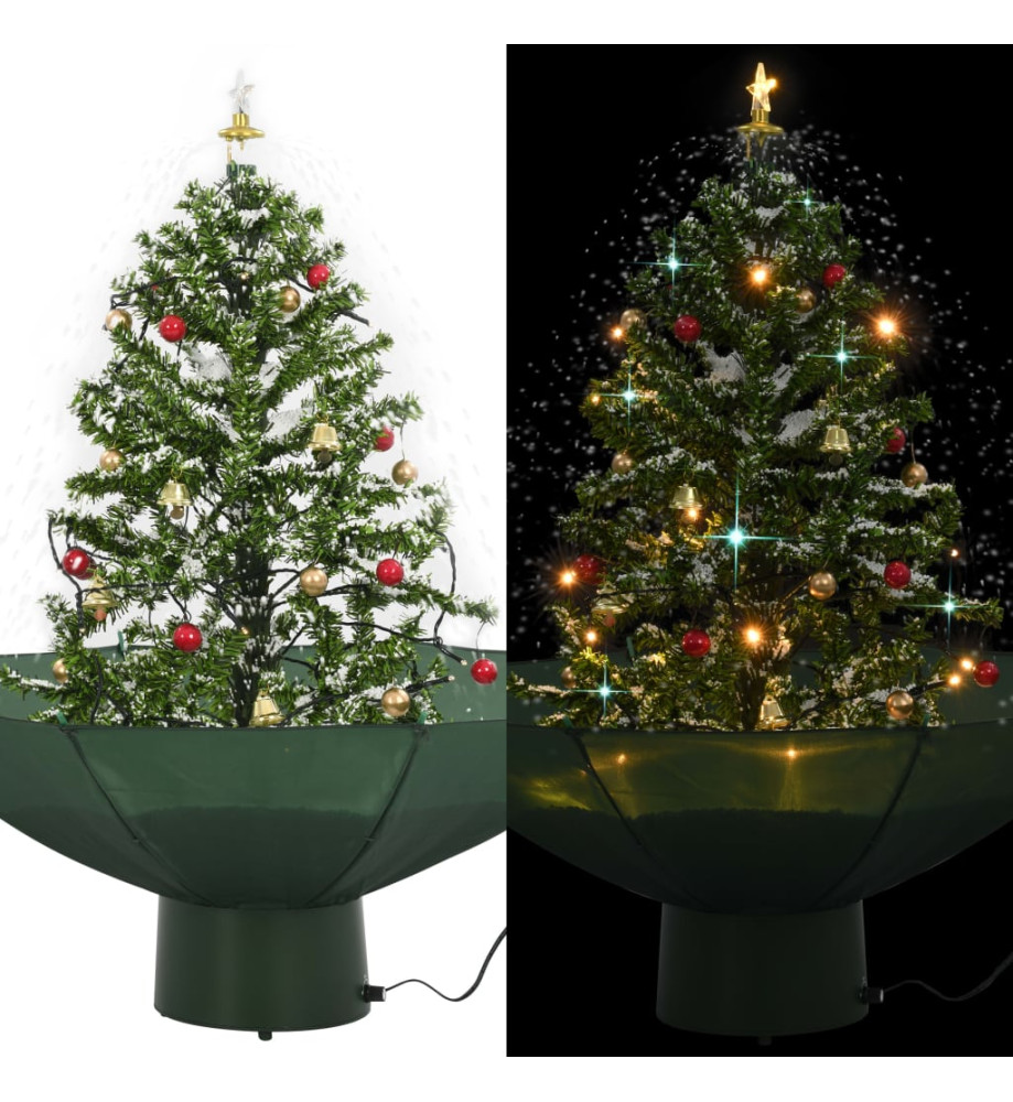 Arbre de Noël neigeux avec base de parapluie Vert 75 cm