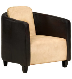 Fauteuil Brun roux et noir Cuir véritable