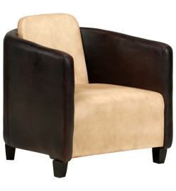 Fauteuil Brun roux et noir Cuir véritable