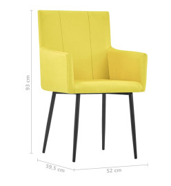 Chaises à manger avec accoudoirs lot de 4 jaune tissu