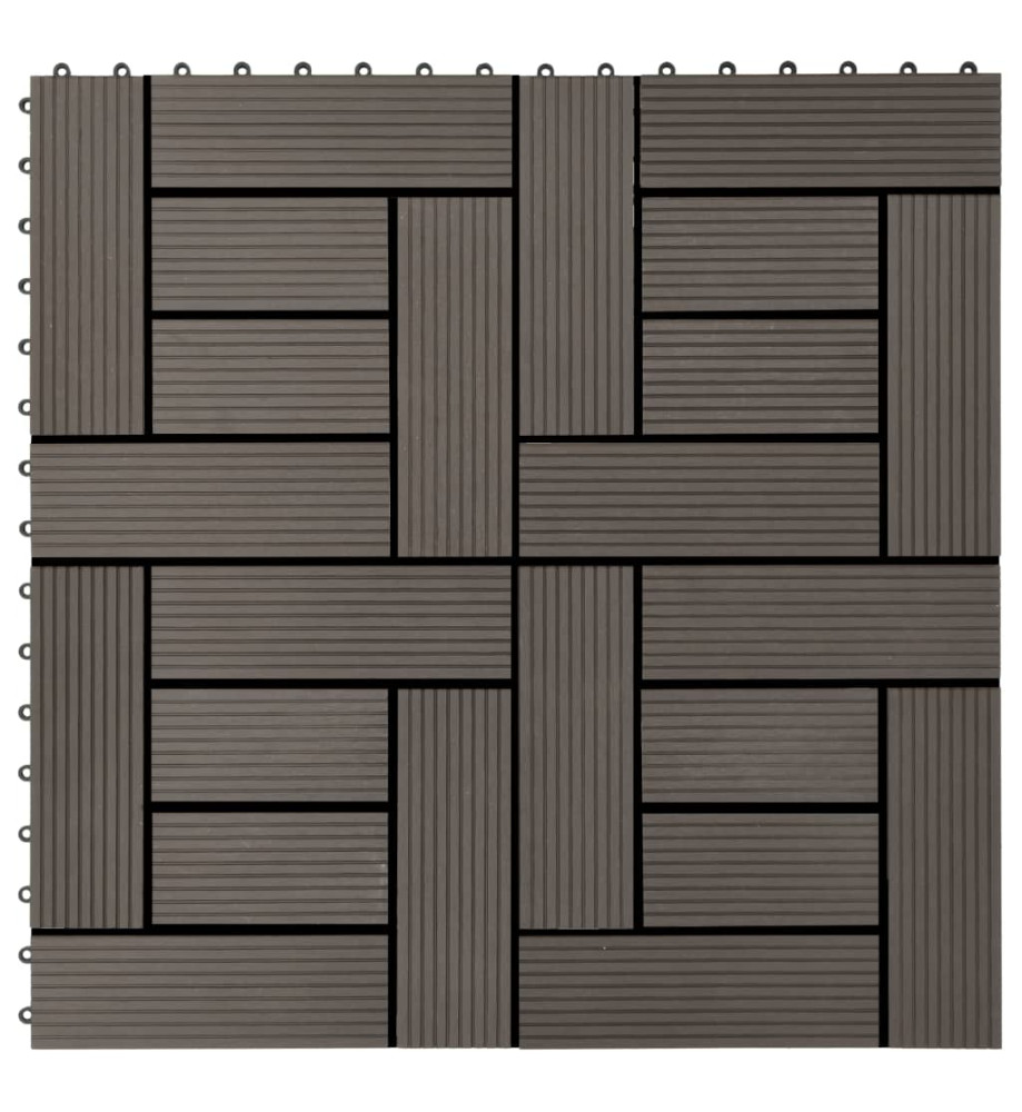 Carreaux de terrasse 22 pcs 30 x 30 cm 2 m² WPC Marron foncé