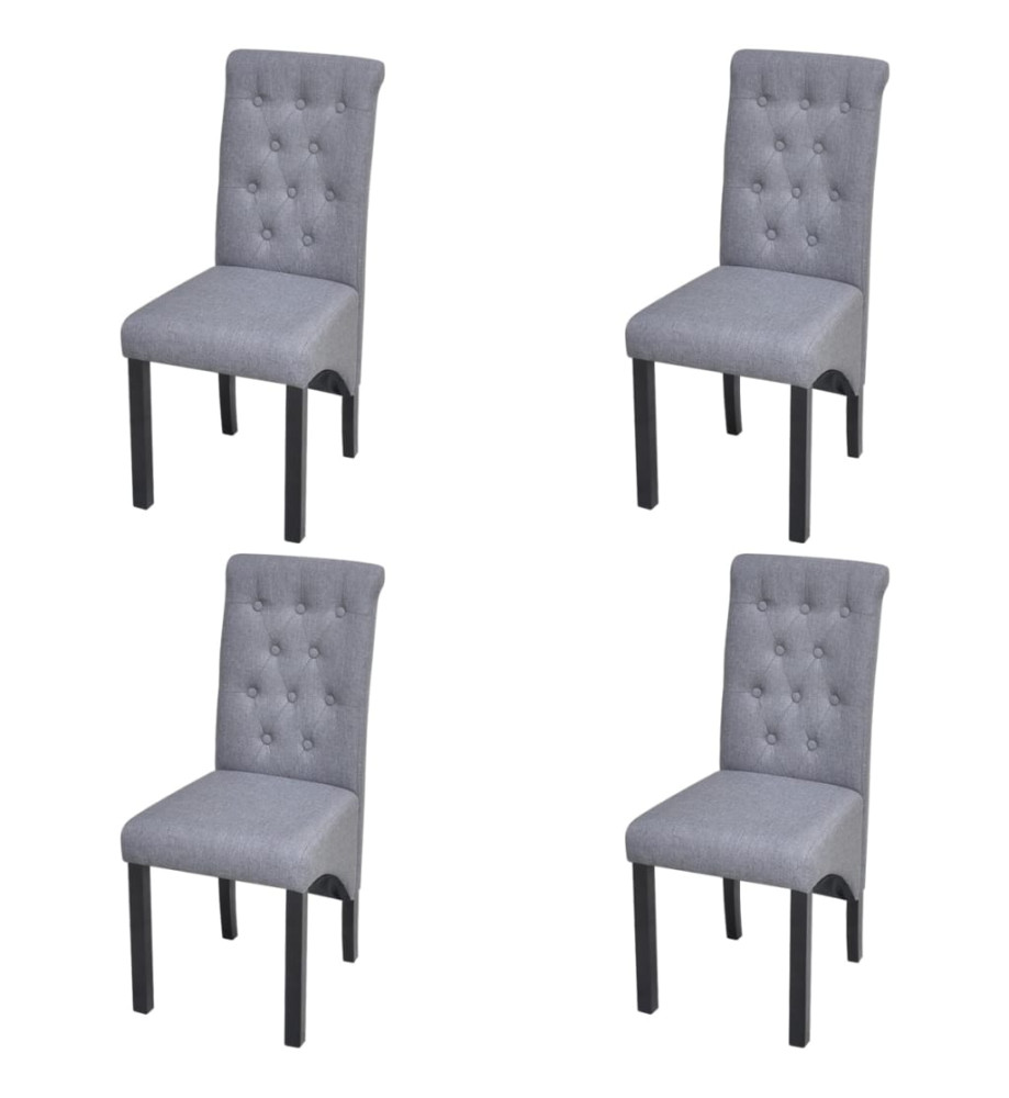 Chaises à manger lot de 4 gris clair tissu