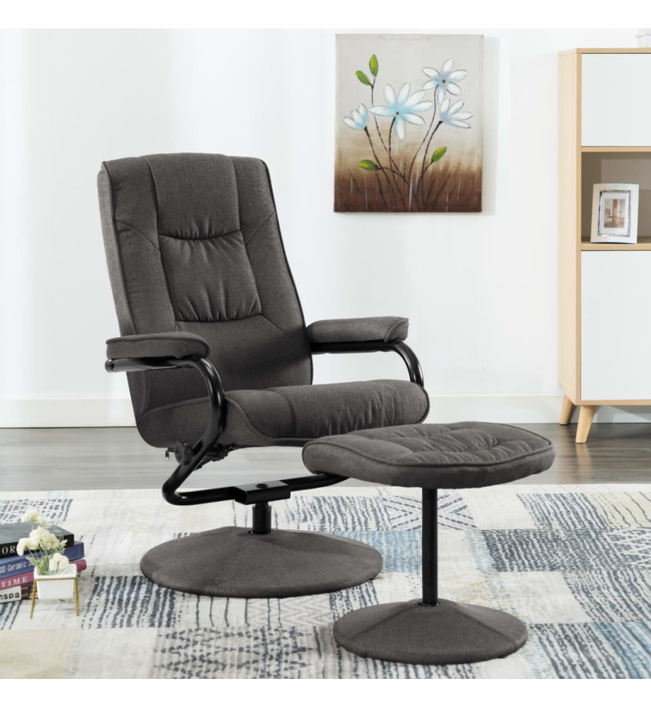 Fauteuil inclinable avec repose-pied Gris foncé Tissu