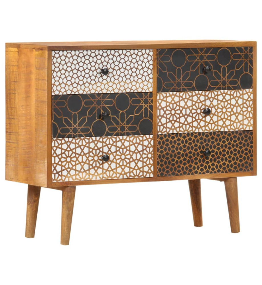 Buffet avec motif imprimé 90x30x70 cm Bois de manguier massif