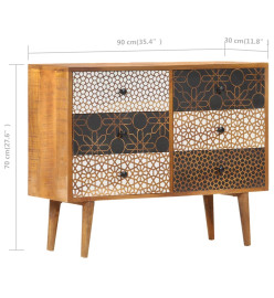 Buffet avec motif imprimé 90x30x70 cm Bois de manguier massif