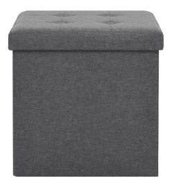 Tabourets de rangement pliables lot de 2 gris foncé Faux lin