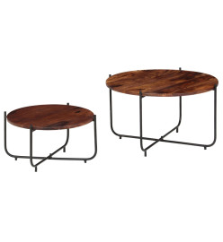 Ensemble de table basse 2 pcs Bois de Sesham massif 60 x 35 cm