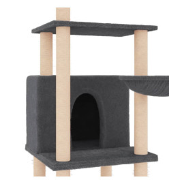 Arbre à chat avec griffoirs en sisal gris foncé 132 cm