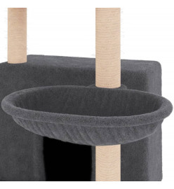 Arbre à chat avec griffoirs en sisal gris foncé 132 cm