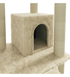 Arbre à chat avec griffoirs en sisal Crème 155 cm