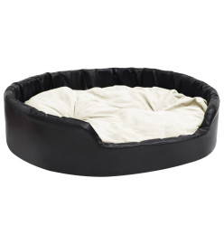 Lit pour chiens Noir et beige 99x89x21 cm Peluche et similicuir