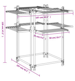 Séchoir à linge 107x107x120 cm aluminium