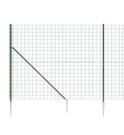 Clôture en treillis métallique et piquet d'ancrage vert 1,6x25m