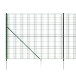 Clôture en treillis métallique et piquet d'ancrage vert 1,6x10m