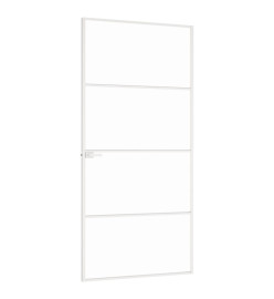 Porte d'intérieur Blanc 93x201,5 cm Trempé verre aluminium fin