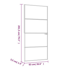 Porte d'intérieur Blanc 93x201,5 cm Trempé verre aluminium fin