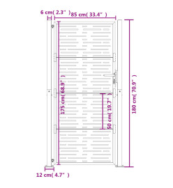 Portail de jardin 105x180 cm acier corten conception de carré