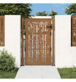 Portail de jardin 105x130 cm acier corten design de bambou