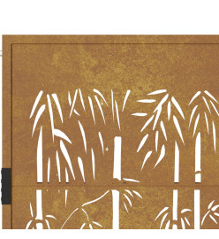 Portail de jardin 105x130 cm acier corten design de bambou