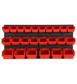 Ensemble d'étagères d'atelier 26 pcs Rouge et noir 77x39 cm PP