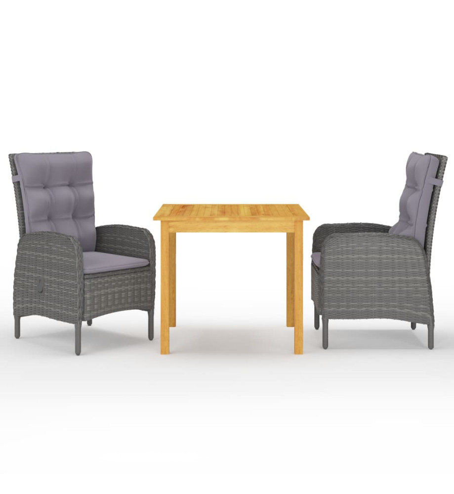 Ensemble de salle à manger de jardin 3 pcs Gris Ensemble de salle à manger de jardin 3 pcs Gris