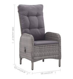 Ensemble de salle à manger de jardin 3 pcs Gris