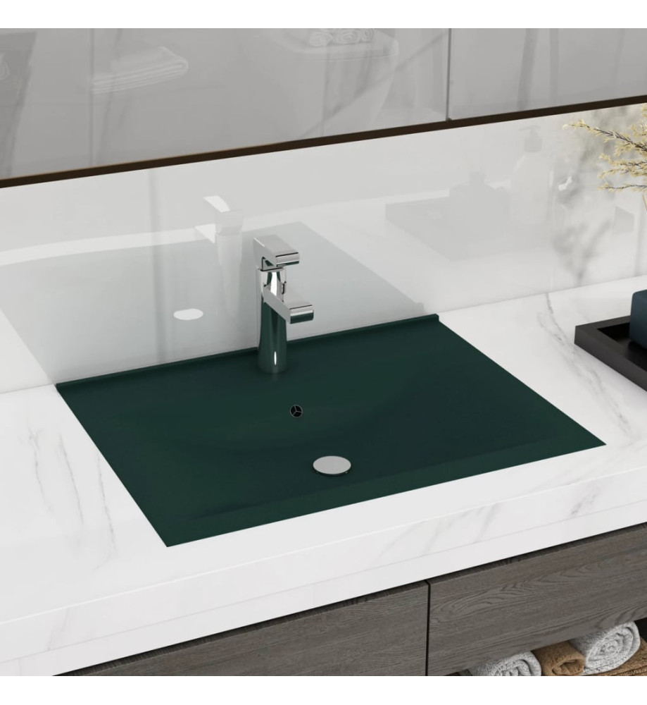 Lavabo avec trou de robinet Vert foncé mat 60x46 cm Céramique