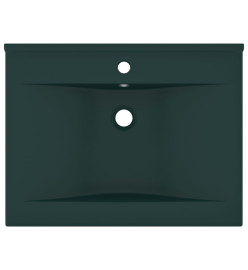 Lavabo avec trou de robinet Vert foncé mat 60x46 cm Céramique