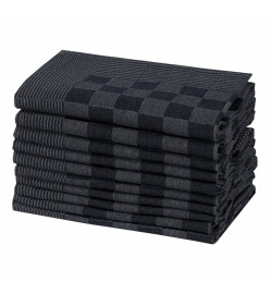 Serviettes de cuisine 10 pcs noir et gris 50x70 cm coton