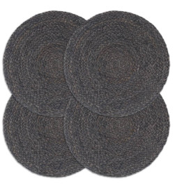 Napperons 4 pcs Gris foncé Plain 38 cm Rond Jute