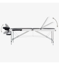 Table de massage pliable 3 zones Aluminium Noir et blanc