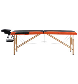 Table de massage pliable 2 zones Bois Noir et orange