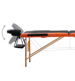 Table de massage pliable 2 zones Bois Noir et orange