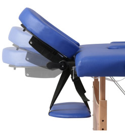 Table de massage pliable Bleu 2 zones avec cadre en bois