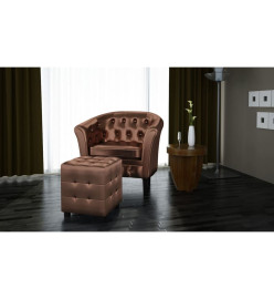 Fauteuil avec repose-pied Marron Similicuir